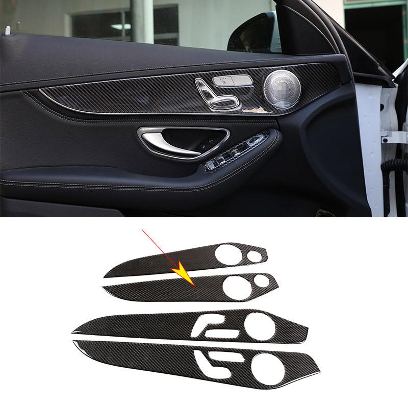 Soft Carbon Fiber For Mercedes Benz C Class W205 GLC Class 2014- Interior Door Decoration Panel Cover Trim Car Accessories