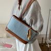 Handbag Denim Splicing Tote Bag Large Capacity Ins Square Tote Bag Simple Shoulder Bag  Travel