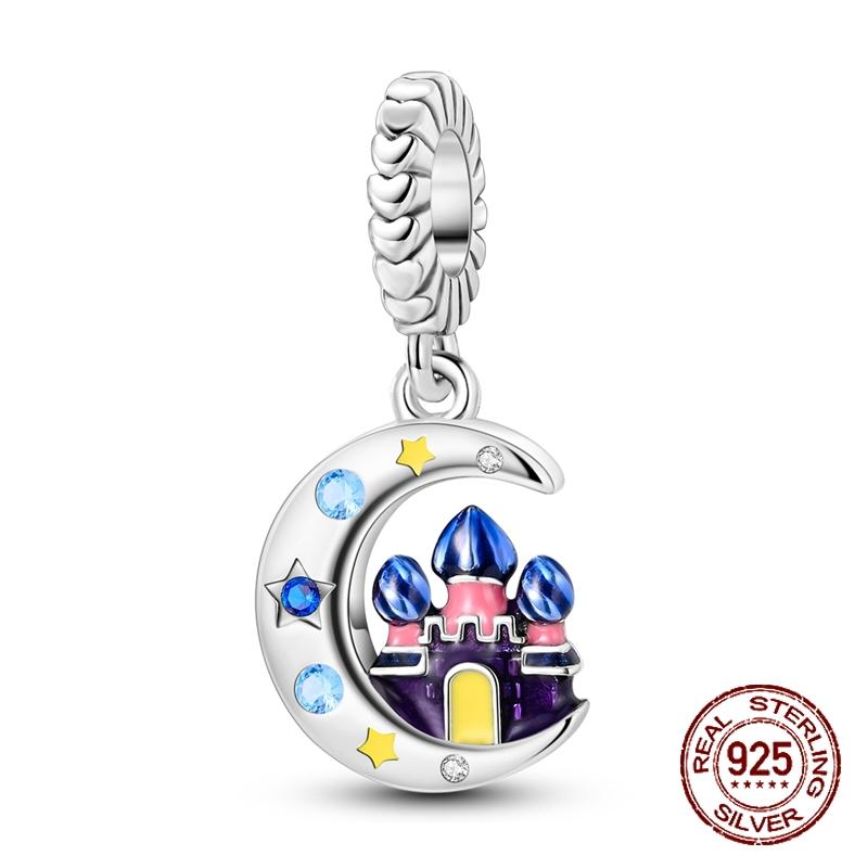 100% Real Copper Blue Series Eyes Peace Cross Charms Bead Fit Original Bracelet Plata Charms For Women