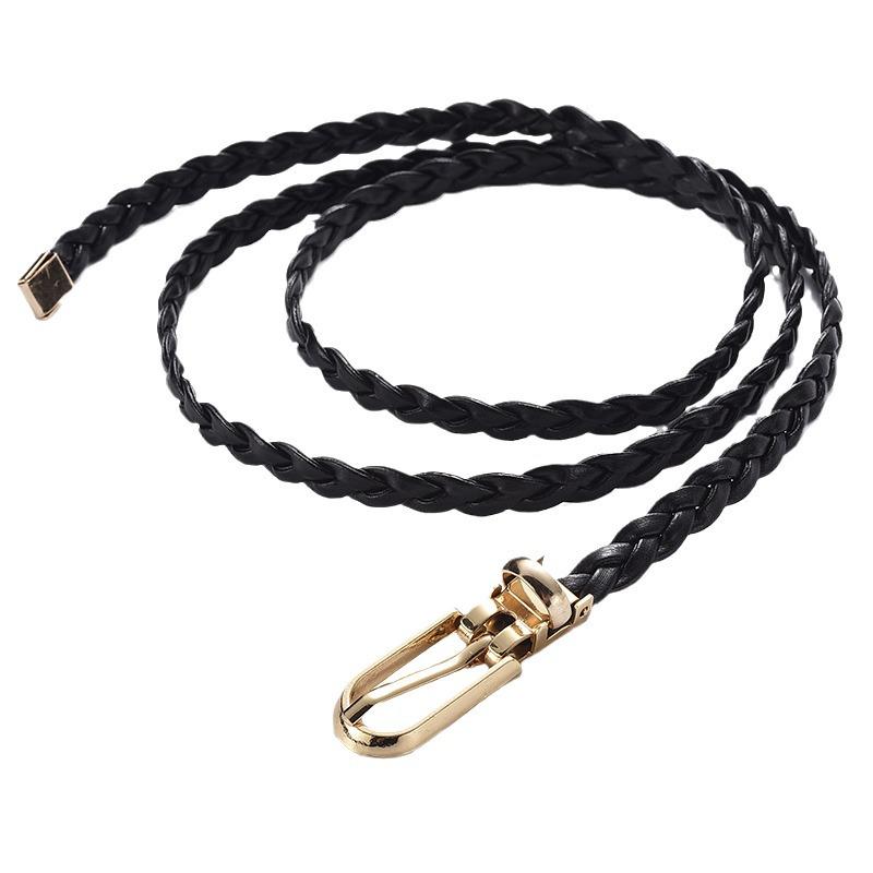 Women's High-End Korean PU Leather Thin Waist Belt with Sweater Pin Buckle - Versatile Decoration for Dresses and Pants