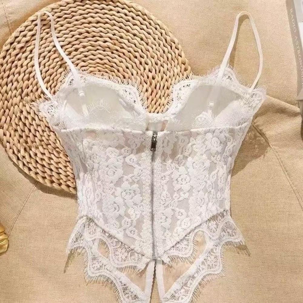 Slim fit Lace Corset Sleeveless Suspender Vest Elegant Lace Camisole Spring Summer