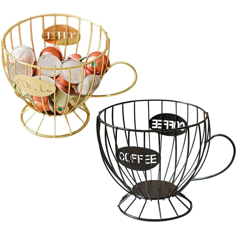 Полый держатель для кофейных капсул Металлическая проволочная подставка для хранения кофейных капсул Корзина для демонстрации кофе Кухня Style 1