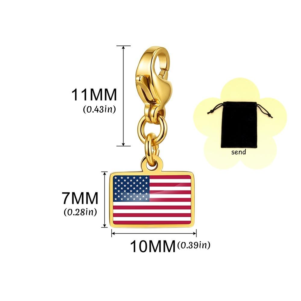 Customized photo flag picture square pendant stainless steel fashion DIY necklace bracelet bag chain records travel memories