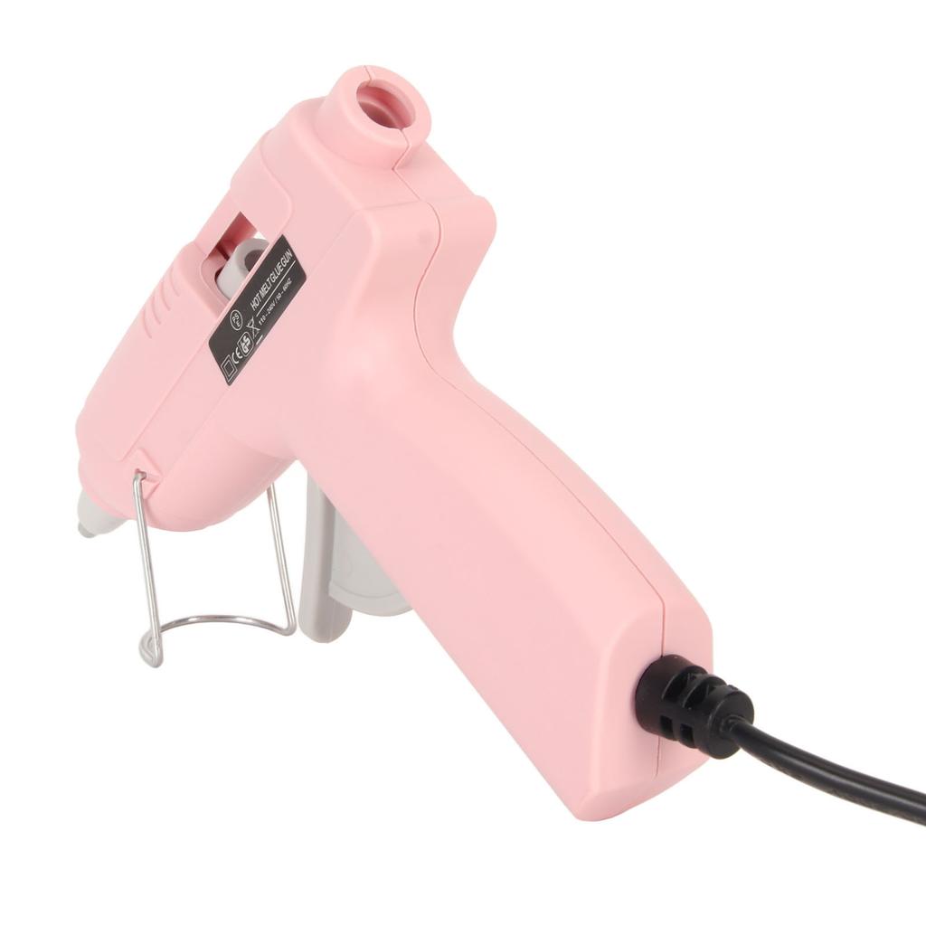 Hot Melt Glue Machine 20W Mini DIY Hot Glue Tool with 50 7mm Glue Sticks for Home School 110‑240V Pink EU Plug