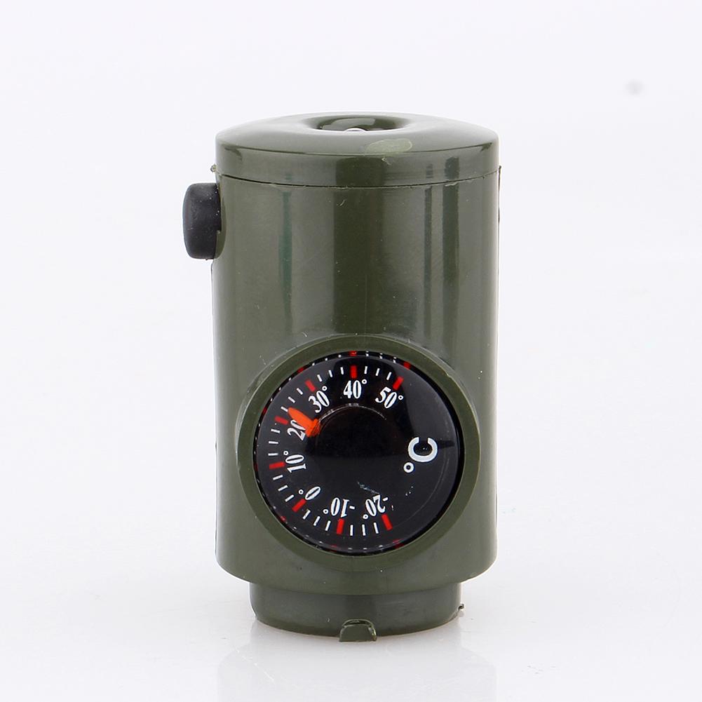 New 7 In 1 Camping Survival Whistle Compass Thermometer Flashlight Magnifier Kit