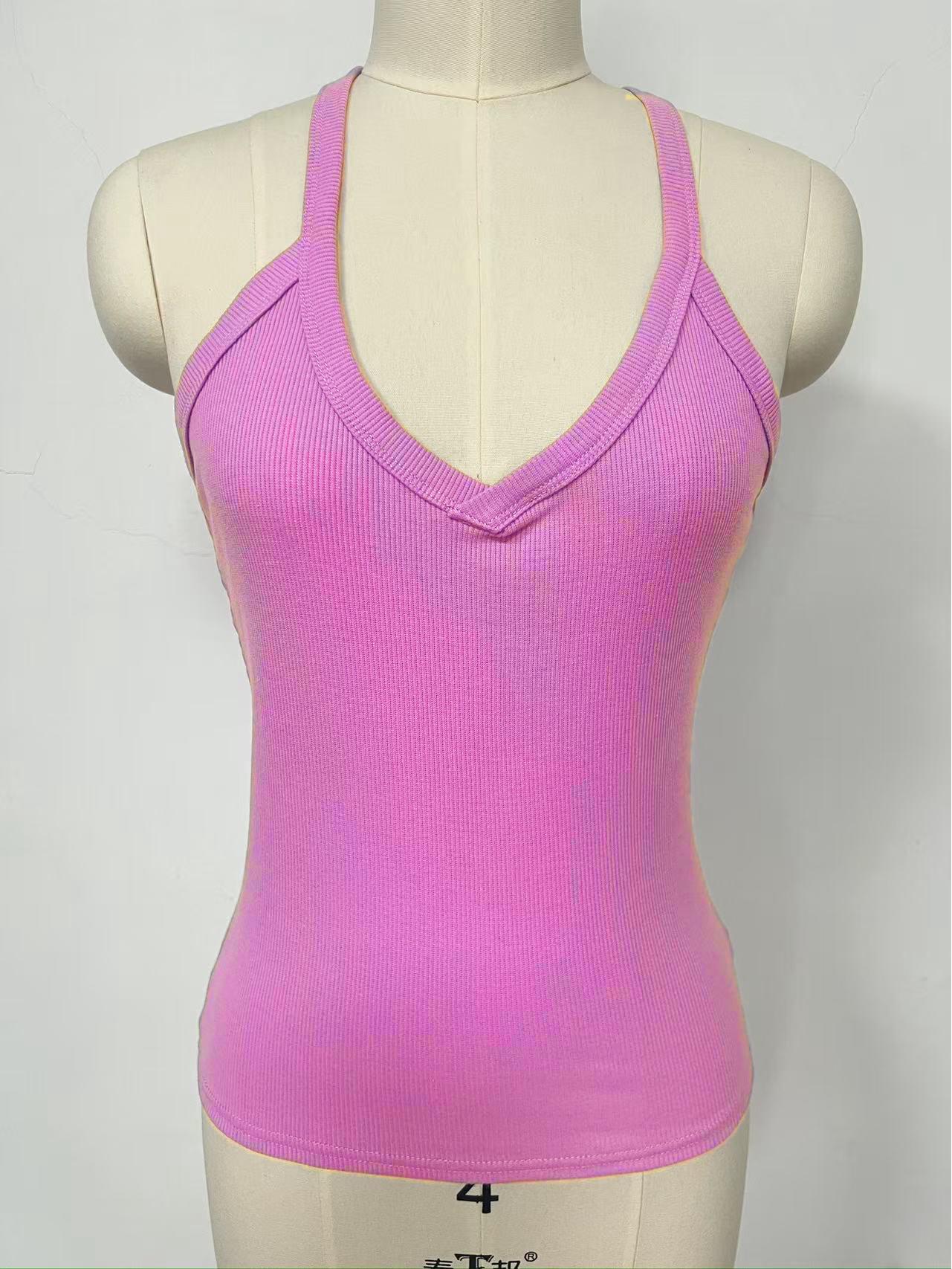 

Європейський та Американський Ребристий В язаний Боді-Майка - Літній Однотонний, Еластичний та Сексуальний Дизайн Medium Яскраво-рожевий