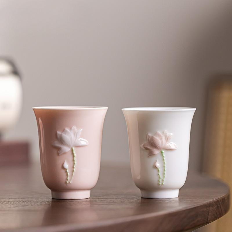 Hand-Painted Chinese Tea Cup Flower Design Premium Master's Cup for Gongfu Tea Artistic Ceramic Collectible Teaware