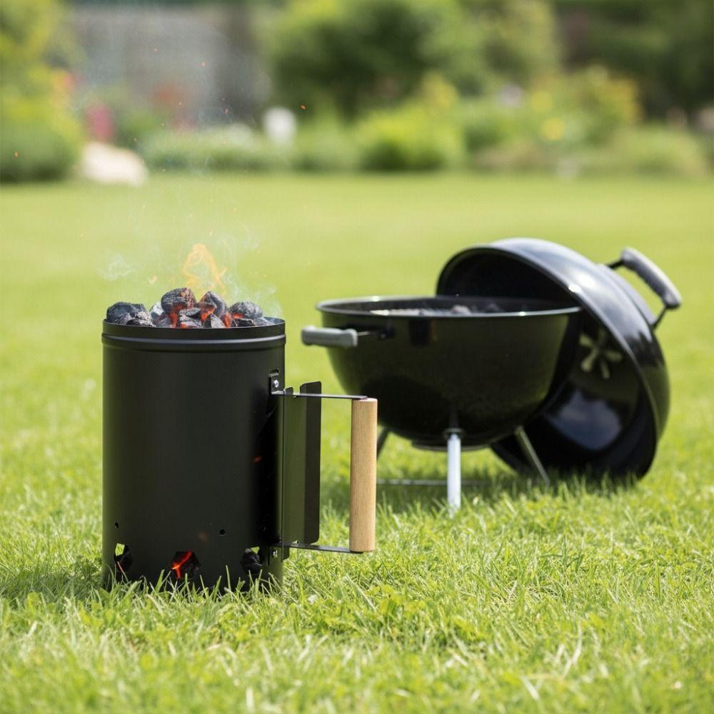 With Handle BBQ Carbon Barrel Stainless Steel Charcoal Bucket Grilling