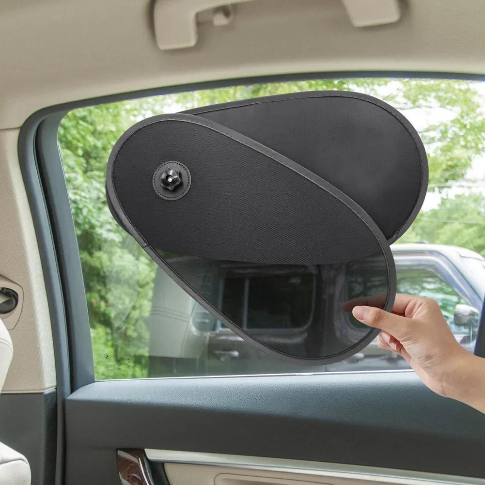 Foldable Car Side Window Sun Shade Mesh Curtain, Adjustable Uv Protection Visor With Suction Cups чёрный