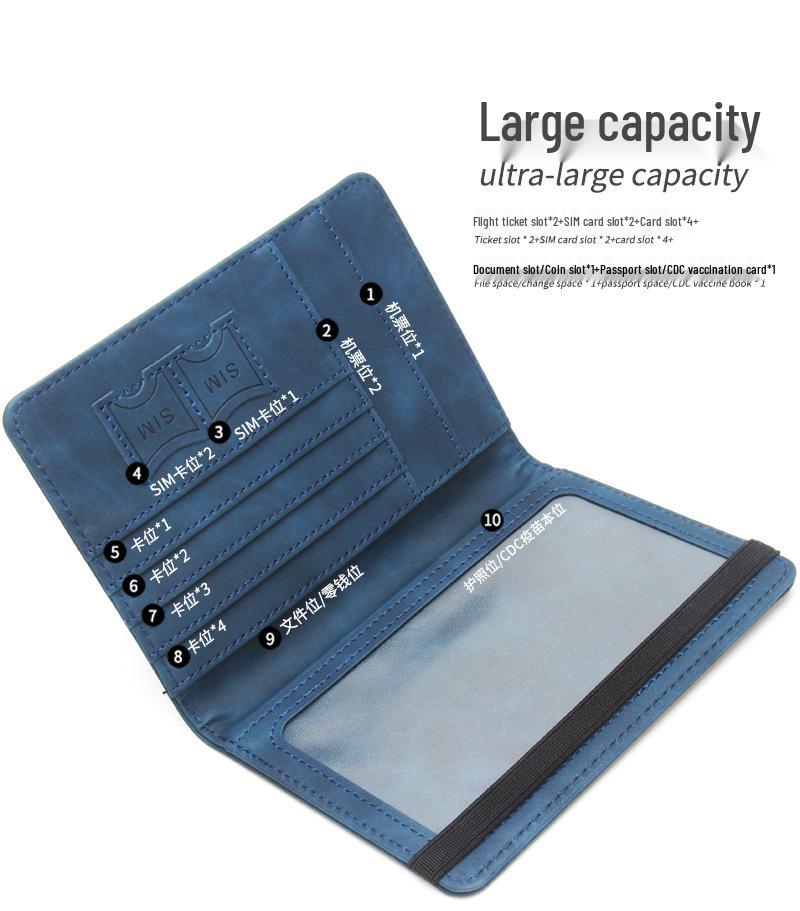 Australian Anti-magnetic Leather Passport Holder with Multi-card Slots and Elastic Band