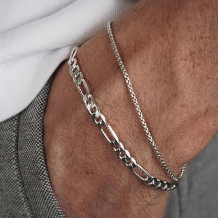 

Simple Stylish Punk Hip-Hop Stainless Steel Cross Rhinestones Chain Bracelet Set for Men Women Vacation Date Casual Jewelry Gift