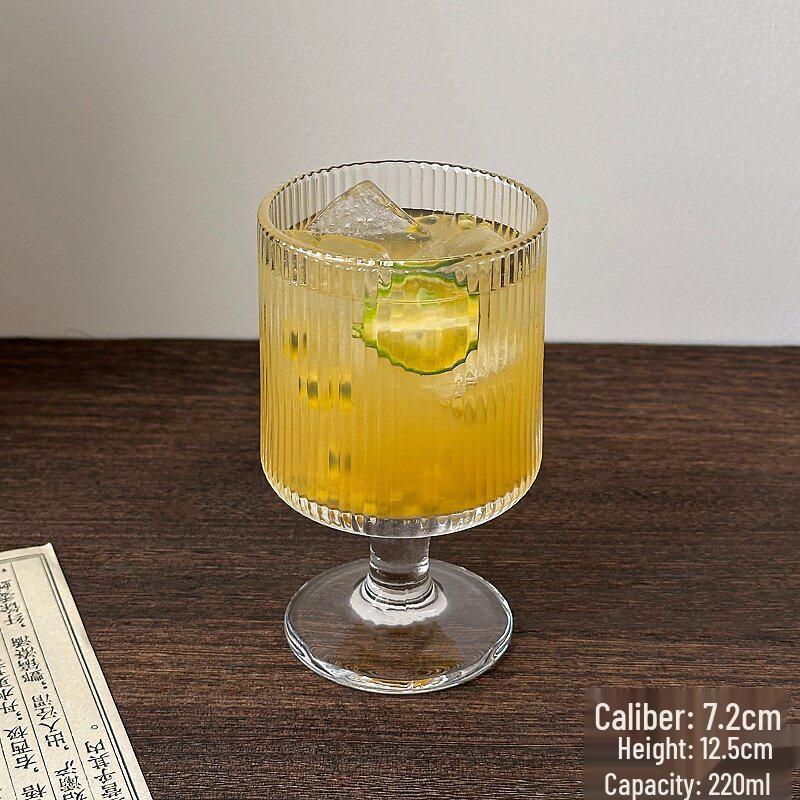 Vintage Sunflower Embossed High-Footed Glass Cup
