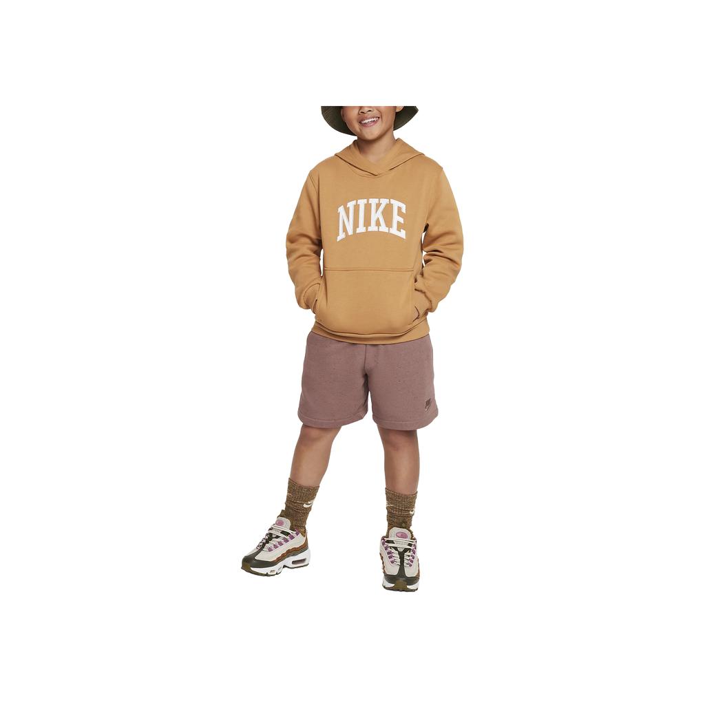 Nike Sportswear Club Fleece Oversized Satin Appliqué Lightweight Soft Sweatshirt Kids Sweatshirt Linen HJ3156-224