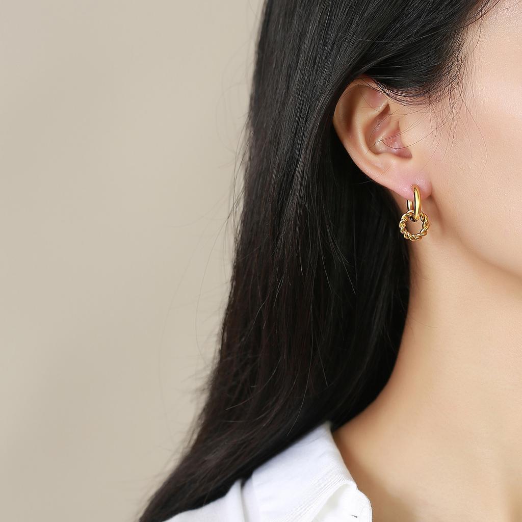 Stainless Steel Earrings Star Heart Flower Twist Pentagram Hollow Earrings Gold Earrings Ladies Jewelry