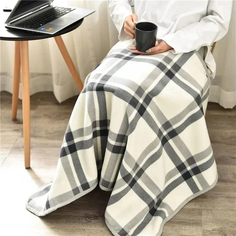 Thick Plaid Wearable Blanket Adults Warm Winter Soft Breathable Fleece With Button For Office/Travel/Home/Camping