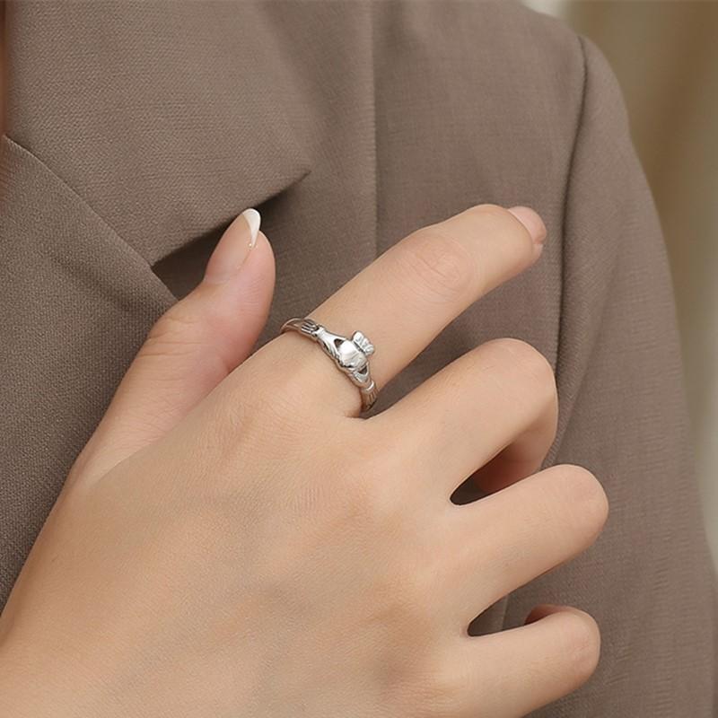 Edelstahl Irischer Claddagh Ring Herz Krone Hochzeitsversprechen Band für Damen Herren Größe 4-10