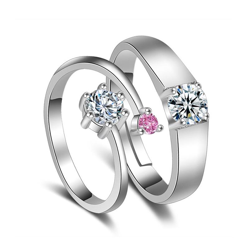 Classic Couple Rings For Men Women CZ Stone Trendy Wedding Lovers' Ring Jewelry Romantic Valentine's Day Present Ring Accessory