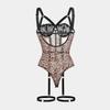Leopard Print Lace Mesh Strap-on Sex Fun One-piece Tight Slim Underwear