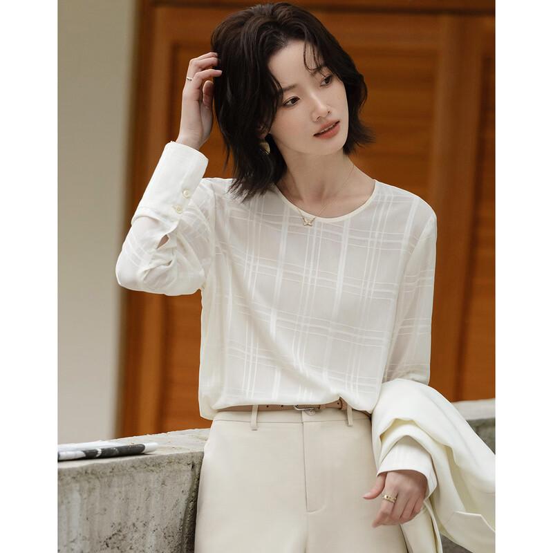 Demana Women's Urban Elegant Loose Fit Round Neck Solid Shirt