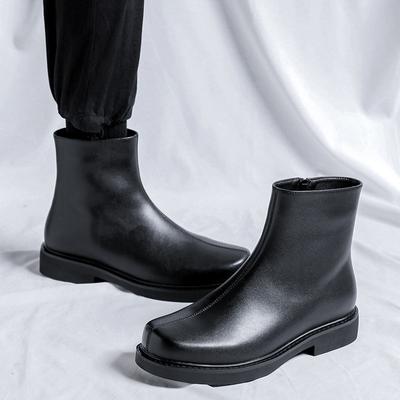 Men's Summer Short Boots 2026 British Black Round Toe One Foot Chimney Boots Trendy Side Zipper Men's Boots