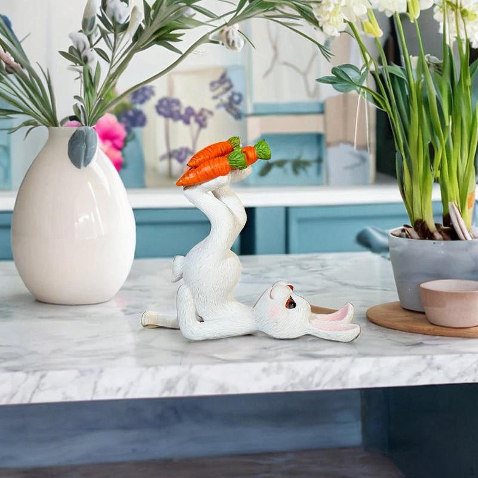 

Resin Bunny Figurine Statue Artwork Lovely Spring Decor Animal Sculpture Table Ornament for Entryway
