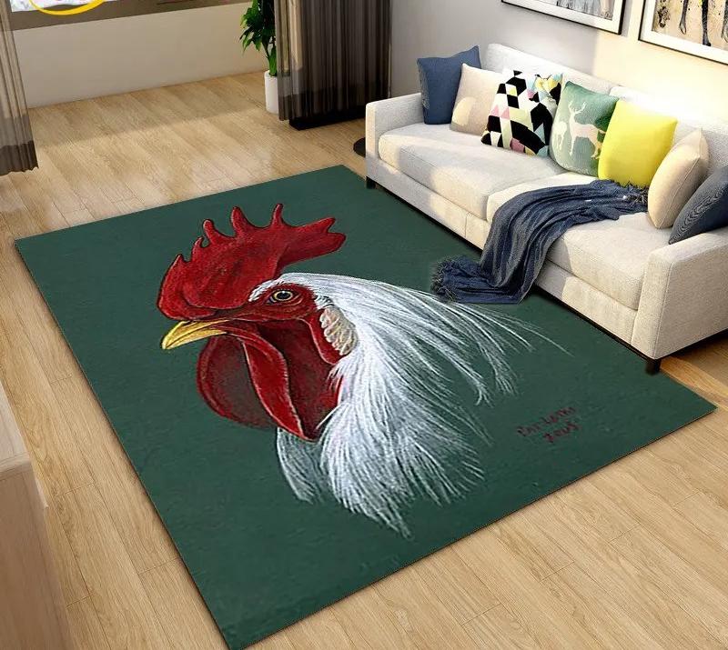 3D Rooster and Hen Chicken Carpet Bedroom Full Cover Living Room Rug Resistant To Dirt Easy To Maintain Soft Kitchen Decor Mat