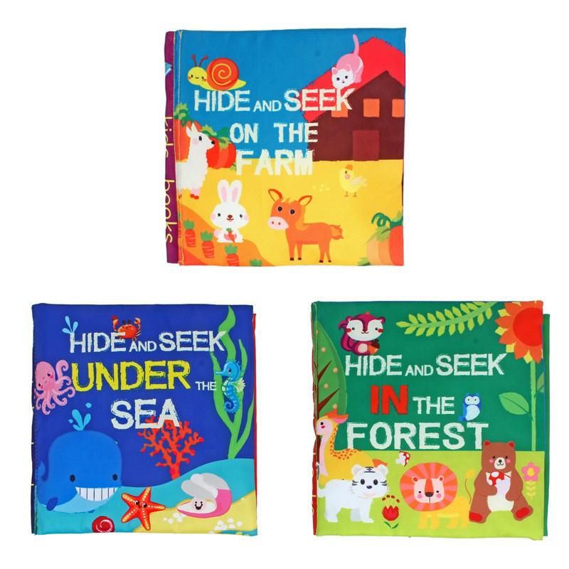 3D Tail Baby Cloth Book - Tear-Proof, Black & White/Red Crinkle Toy for Kids