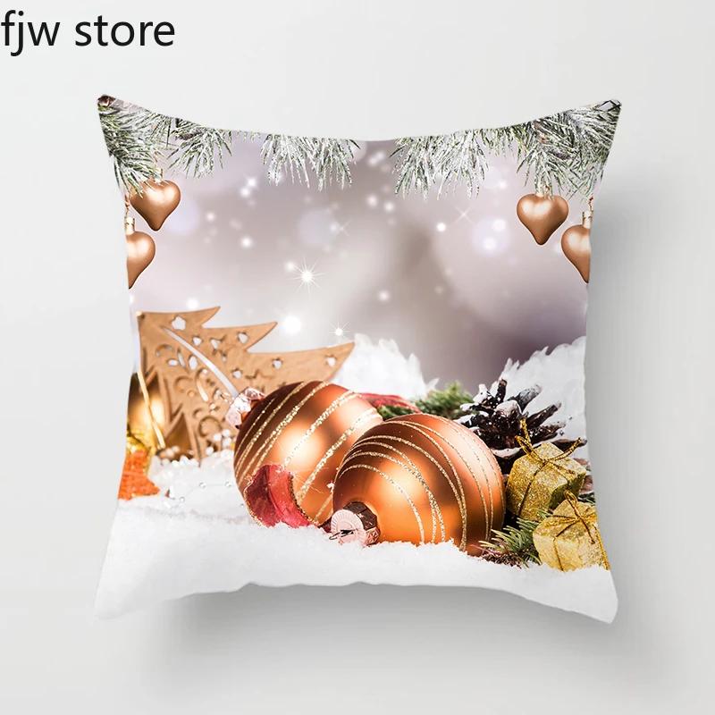 

Рождественский Новый год украшение наволочка шар подвеска напечатанный декоративный чехол для подушки диван подушка для дома 40x40cm