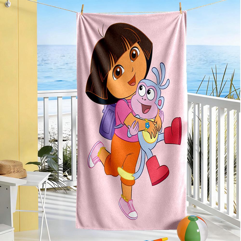 Dora Explorer Beach Towel Super Soft Microfiber Quickdry Fabric Comfortable Lightweight Suitable for Swimming, Gym, Camping, Yoga Vacation