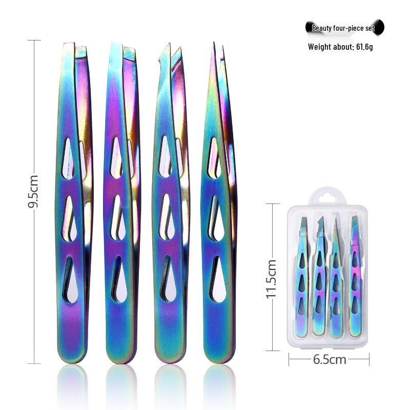 Gold Stainless Steel Eyebrow Tweezers for Plucking, Trimming, and False Eyelash Application