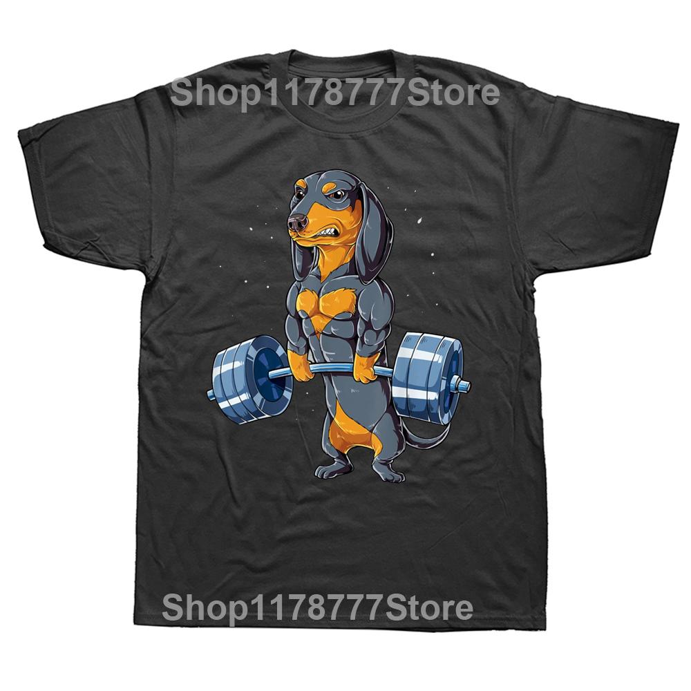 

Dachshund Dog Weightlifting Funny Deadlift Gym T Shirts Graphic Cotton Streetwear Short Sleeve Birthday Gifts Summer Tshirt 4XL