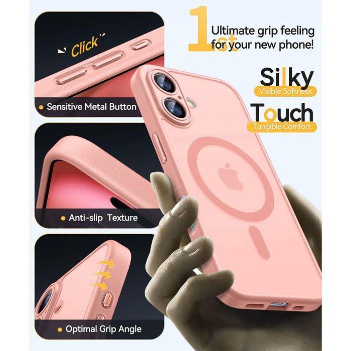 Coque de Protection - BOOLING - iPhone 16 - Rose - Antichoc - Protection Caméra Intégrée