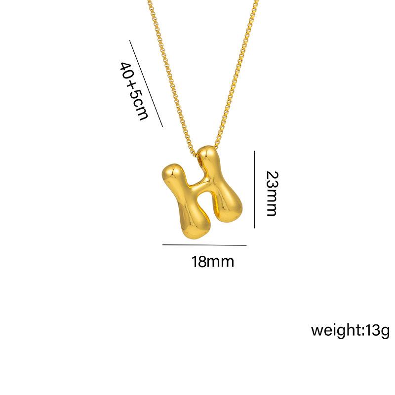 Creative A-Z Balloon Bubble Letter Pendant Neckalce for Women Gold Plated Chunky Initial Necklaces Jewelry Birthday Gift