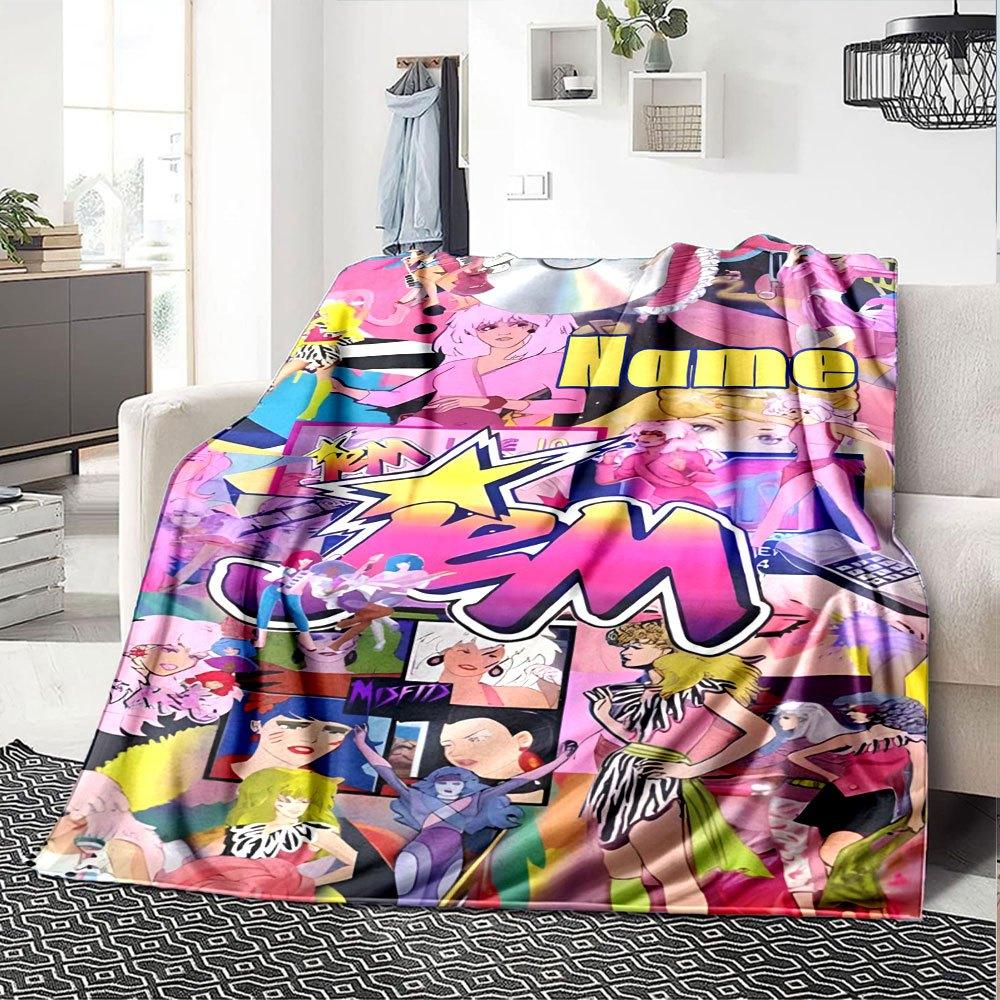 Vibrant Fashion Fiesta Throw Customizable Blanket Personalized Name Comfortable Perfect For Sofa Couch Office Bed Picnics Four Seasons Multipurpose