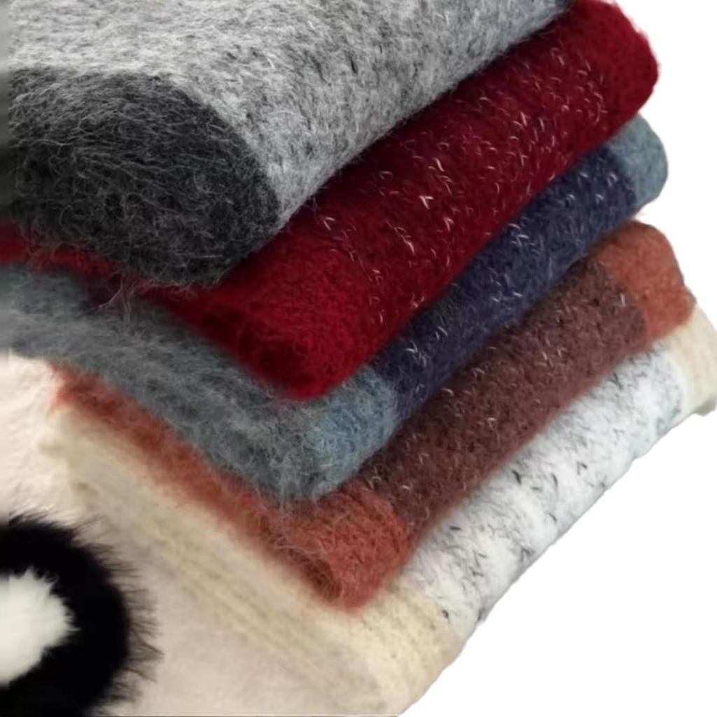 Xiaoxiangfeng color matching wool scarf women's winter senior sense thickened warm mohair knitted shawl student scarf