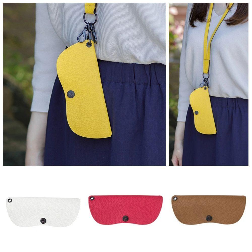 with Lanyard Sunglasses Storage Bag PU Leather SunGlasses Holder  Eyewear Accessories