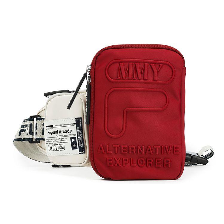 Fila Fashion Casual Fabric Shoulder Chest Bag Small Men Bags Wine-Red F13M243102F-WI Syrah Burgundy
