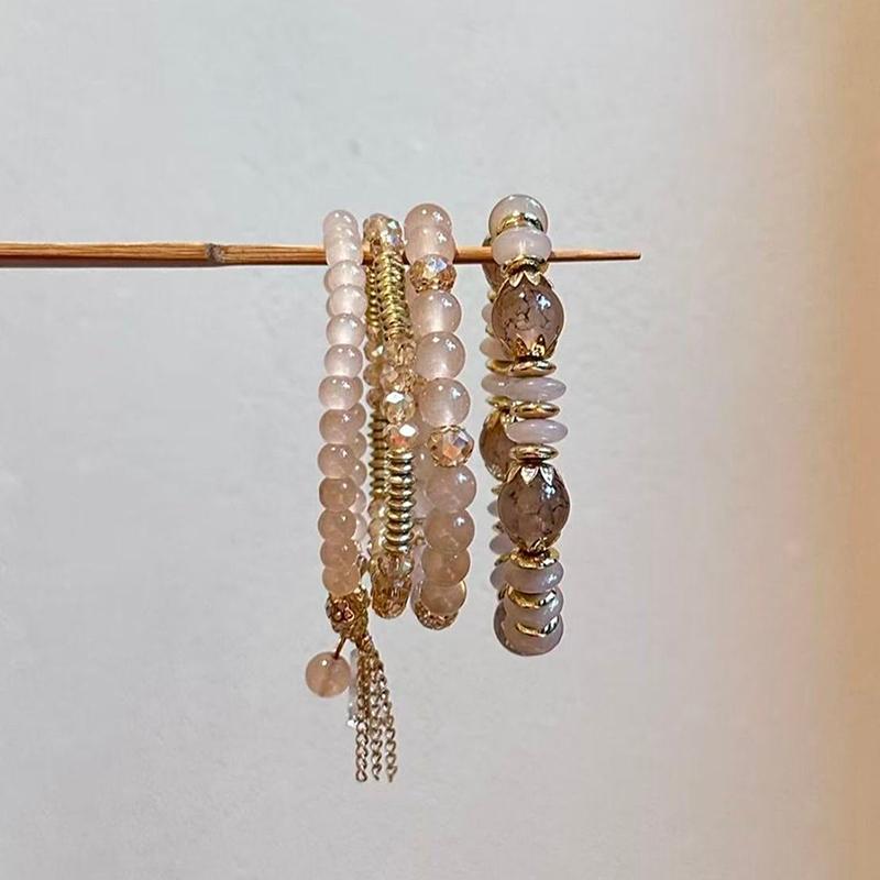 Винтажные Браслеты Набор из Четырех Штук Изысканный Браслет из Натурального Камня