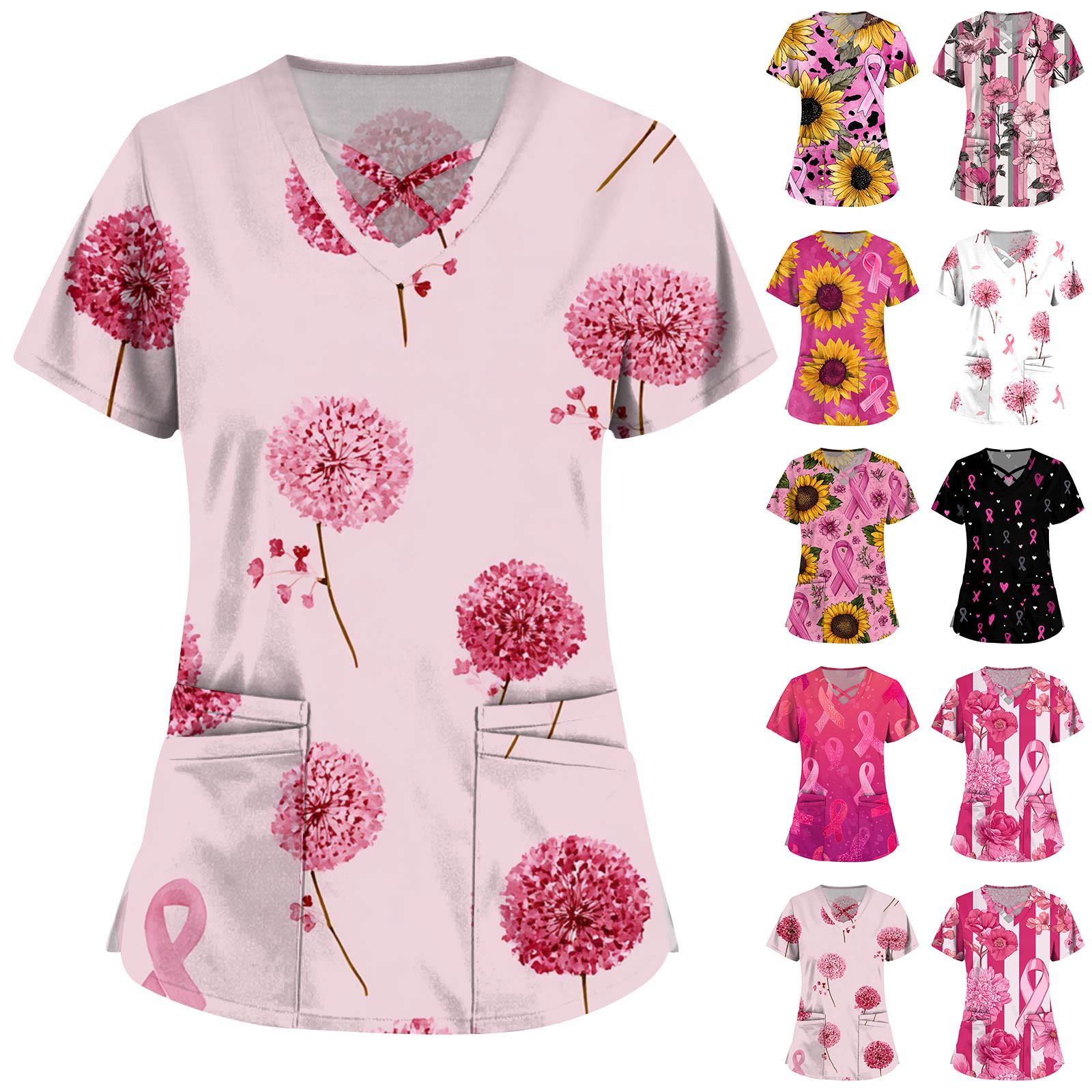 

Women s Fashion V-Neck Short Sleeve Overalls Double Layer Pocket Printed Tops Apparel XXL чорний