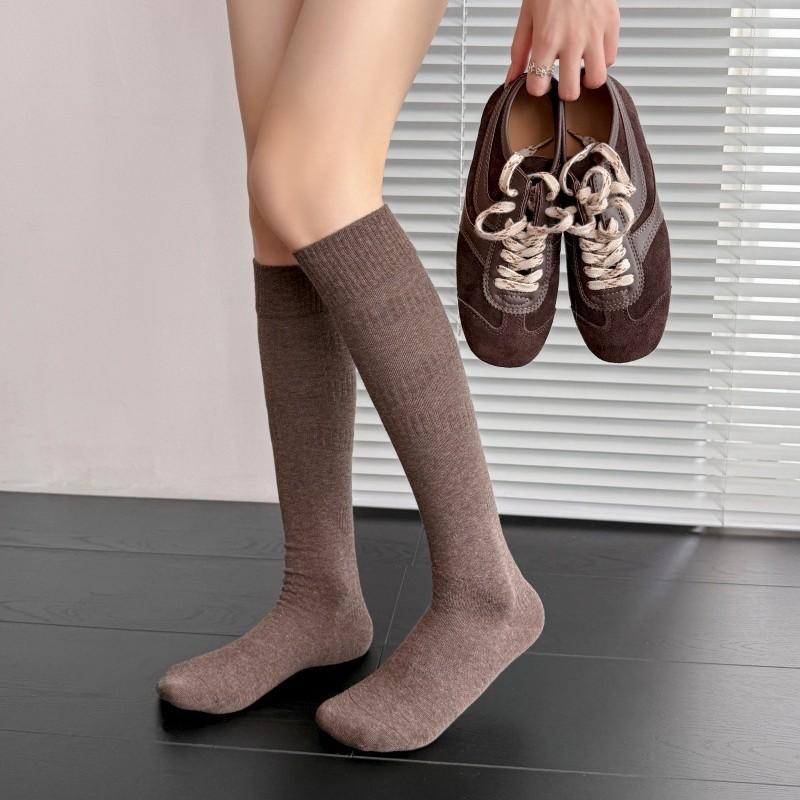 Sock Children's Calf Socks Slimming and Knee-length Cotton Stockings Pure Color Long Tube Pile-up Stockings