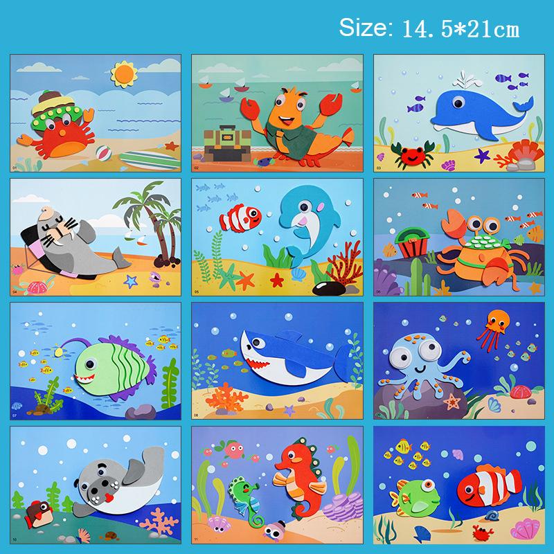 

12Pcs/Set EVA Cartoon DIY Sticker for Kids 3D Handmade Material Package Kindergarten Boys Girls Puzzle Handicrafts Toys