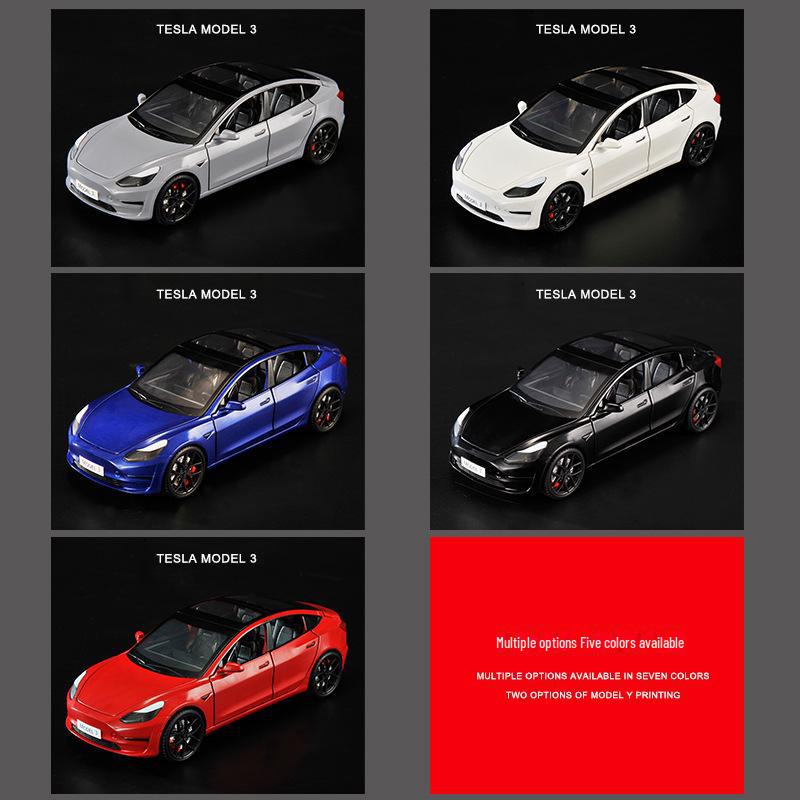 1:24 Tesla Model 3 Alloy Toy Car with Sound, Light, and Openable Doors