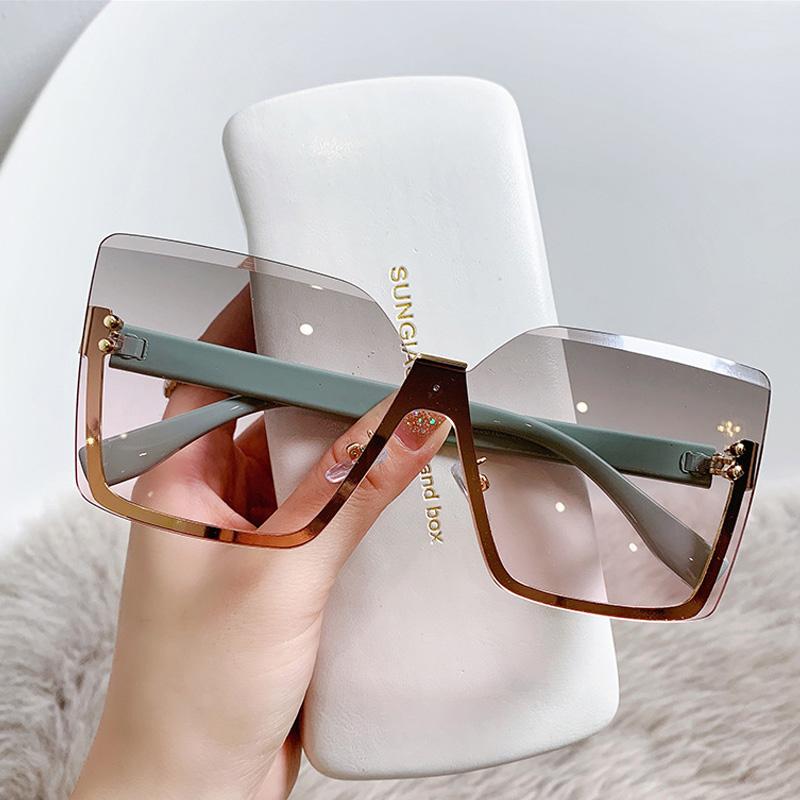 

OEC CPO Оверсайз Безободковые Солнцезащитные Очки Женские Мужские Панк Цельные Солнцезащитные Очки Женские Градиентные Очки Очки UV400 Трендовые Очки As the picture