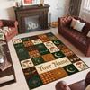 Forest Theme Crystal Velvet Floor Rug Personalized Custom Name Text Warm Carpet Home Decoration