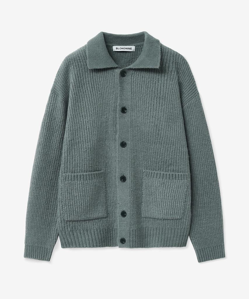 Blond9 Button Collar Knit Cardigan_Gray