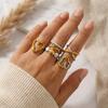 7Pcs Chunky Geometric Heart Shell Ring Set for Women Stainless Steel Dual Tone Stackable Y2K Trendy Statement Knuckle Jewelry