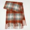Winter mohair plaid fringed scarf women's thickened warm high-end scarf simple versatile fashion scarf