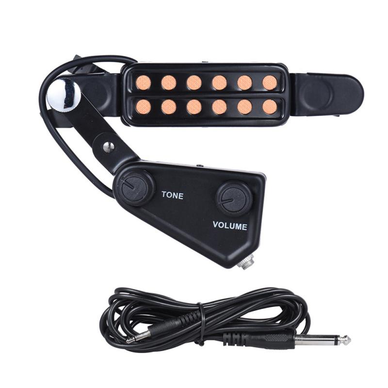 

P-011 Звукосниматель для акустической гитары с 12 отверстиями и регулятором громкости тона Звукосниматель для гитары Folk