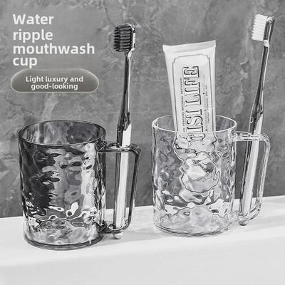 Glacier Pattern Large Capacity Transparent Toothbrush and Mouthwash Cup for Women