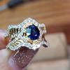 Elegant Royal Blue Sapphire Ring Women Italian Artisan Craft Maupassant Ocean Waves